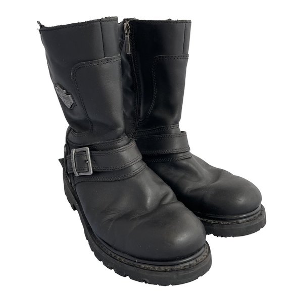 Harley-Davidson Boots Men\'s SZ 8 Zip Buckled Black Motorcycle Grunge 91724 Harley-Davidson Men main image 3